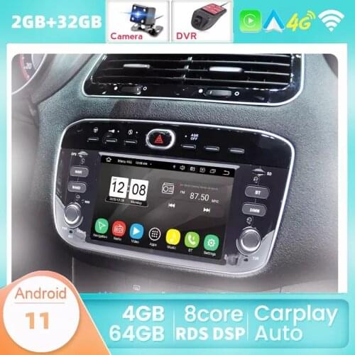 RDS Android 11 Car Radio Player For Fiat Linea Punto Evo 2012 2013 2014 2015 GPS Navigation Support Camera Carplay Wifi BT DVR