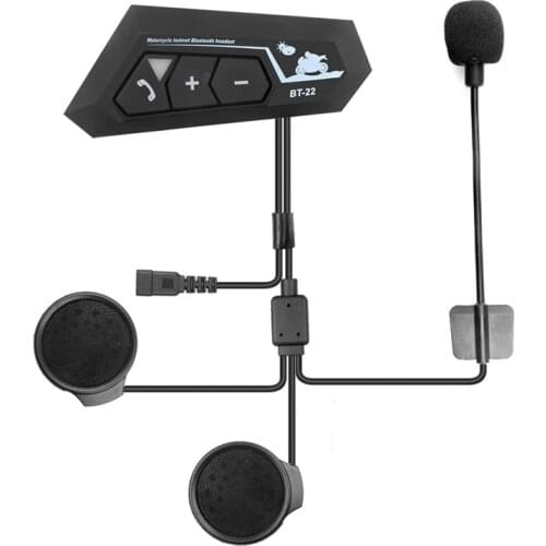 BT22 Bluetooth 5.0 Motorcycle Helmet Headset Wireless Handsfree Stereo Earphone Headphones MP3 Speaker with Mic