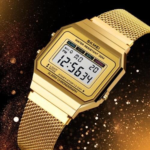 Original Electronic Wristwatch Mens Watches Top Brand Luxury Led Week Digital Watch Mesh Belt Bracelet Mens Business Watch