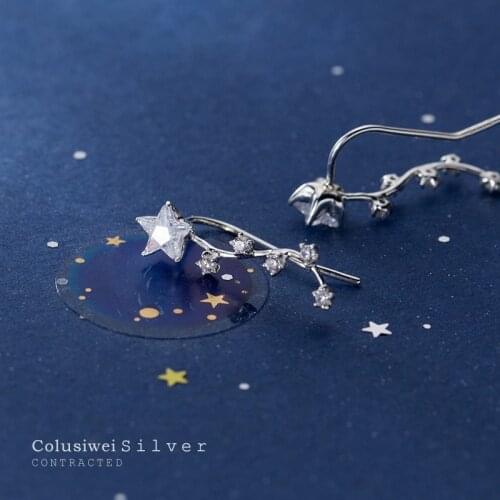 Colusiwei Authentic 925 Sterling Silver Long Stud Earrings for Women Clear CZ Shiny Stars Luxury Wedding Statement Jewelry