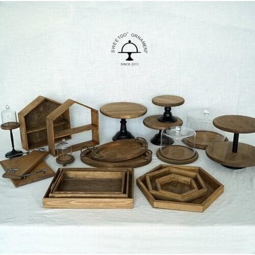 Wood house ornament for cupcake/push cake home decoration Nordic Fores weeding props tools