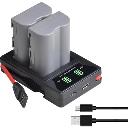 EN-EL3e EN EL3e Battery + LED Built-in USB Dual Charger with Type C Port for Nikon D50 D70 D80 D90 D100 D200 D300 D300S D700