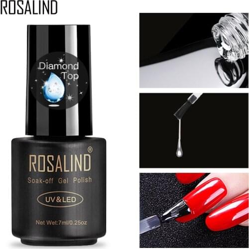 ROSALIND Gel Nail Polish Top Base Coat 7ml Diamond Transparent Long Lasting Manicure UV Primer Gel Lacquer Nail Art Base Coat