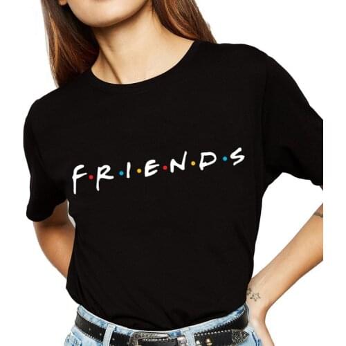 Summer New Fashion Women Black T-shirt Friends Letters Printed Unisex Tshirts Best Friends Girls Tops Ladies Short Sleeve Tee