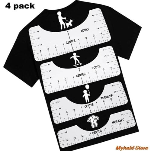 4pcs/set T-Shirt Alignment Ruler with Size Chart for Guiding T-shirt Measurement Ruler T-Shirt Guide Alignment Tool Sewing Tools