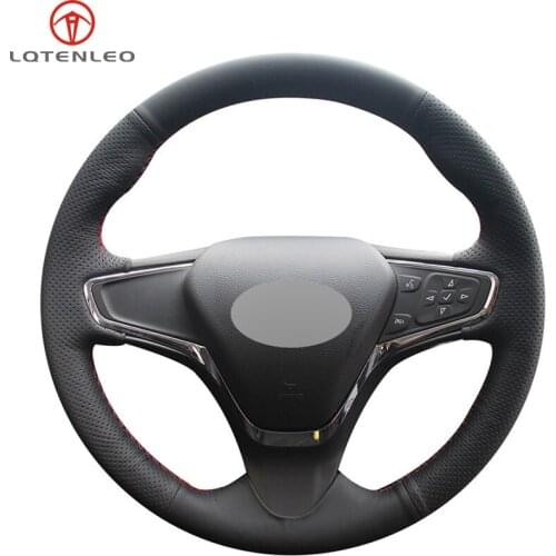 LQTENLEO Black PU Artificial Leather Hand Sew Car Steering Wheel Cover For Chevrolet Cruze 2014-2018 Volt 2016 2017 New Cruze