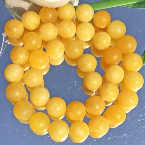 Frosted Beeswax Yellow Persian Jades Stone Beads Round Loose Spacer Beads For Jewelry Making Diy Charm Bracelet 6/8/10MM 15"Inch