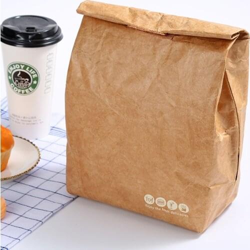 Kraft Paper Aluminum Foil Lunch Bag Reusable Leakproof Food Container Large Capacity Thermal Insulation Outdoor Picnic Bag