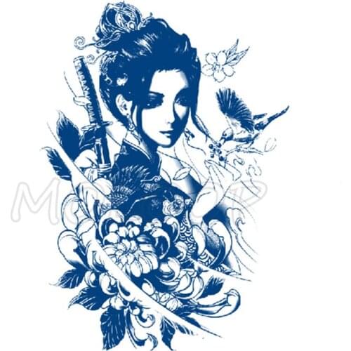 Juice Tattoo Sticker Bird Sword Girl Flower Waterproof Temporary Makeup Fake Tatoo for Women Men Lasting To 5 -15 Days