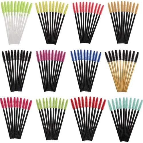 50Pcs Disporable Cosmetic Makeup Silicone Brushes Eyelash Extension Mascara Wands Applicator Makeup Beauty Tools Brushes
