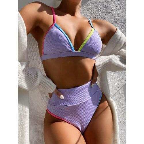SAILBEE Sexy Bikinis Womens Swimsuits High Waist Biquini Swimwear Push Up Bathers Bathing Suits 2021 Patchwork Beachwear