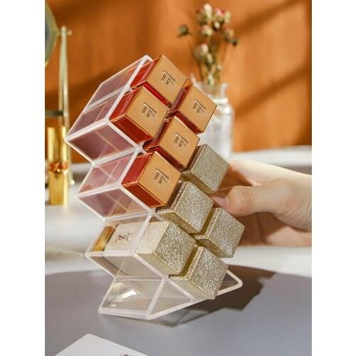 28 Grid Transparent Lipstick Storage Box Acrylic Makeup Organizer Cosmetic Shelf Desktop Dressing Table Bathroom Lipstick Holder