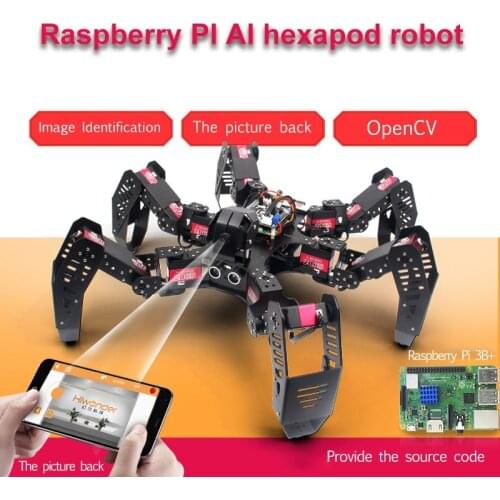 18DOF Hexapod Robot Spider Robot 2DOF PTZ with Main Board for Raspberry Pi 4B+ Finished Without Battery