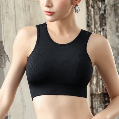 S-XL Rimless Sports Bra Solid Color Vest Style Breathable Hollow Beauty Back Shockproof for Yoga Running Clothes