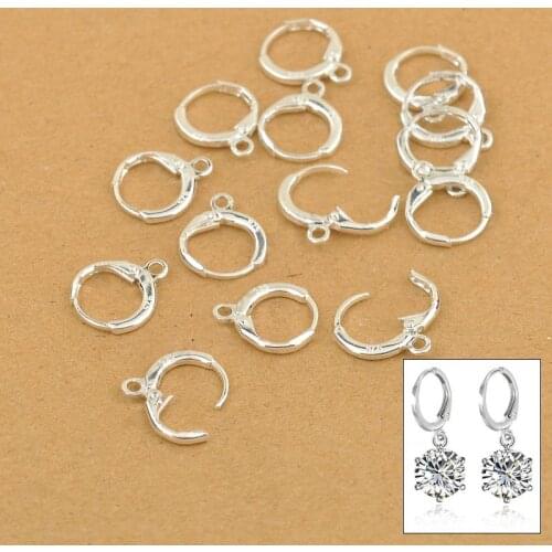 Hoop Drop Earrings Jewelry Findings 20PCS(10Pair) Real Pure 925 Sterling Silver Jewellery Leverback Ear Earwires 12MM