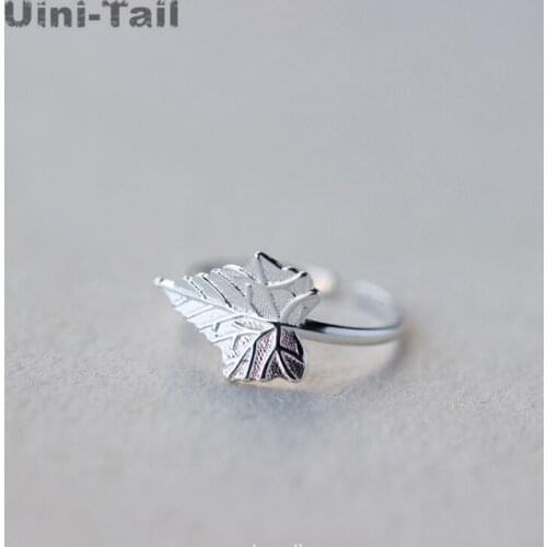 Uini-Tail hot new 925 sterling silver Korea maple leaf open ring fashion trend personality casual high quality jewelry GN810
