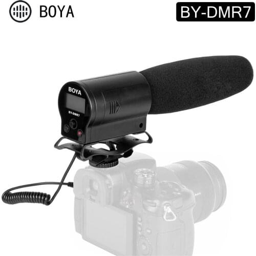 BOYA BY-DMR7 Shotgun Microphone with Integrated Flash Recorder for Canon Nikon Sony SLR Camera Camcorder Audio Video Record