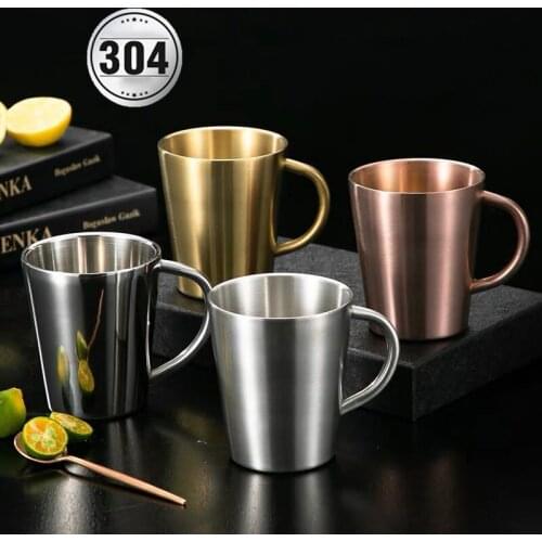 High Quality 304 Stainless Steel Double-layer Coffee Cup Heat Insulation Anti-scalding Tea Cup Beer Mug
