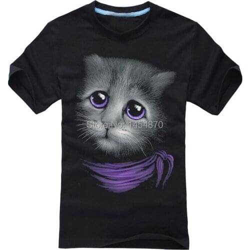 High Quality Cool cute 3D CAT men women shirt fitness 100%Cotton Lovely black Girl funny t shirts Ropa Mujer poleras