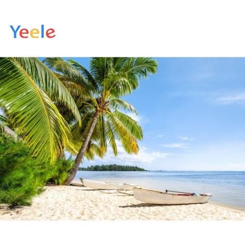 Yeele Photophone Tropical Summer Beach Palm Tree Sky Boat Backgrounds For Photography Photo Backdrops For Photo Shoot Photozone