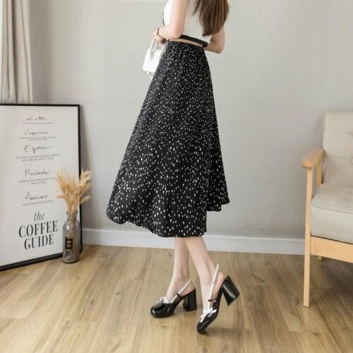 Womens Skirt Vintage Clothes Long Skirts White Harajuku Summer High Waist Streetwear 2021 Fashion flowy Spring Elastic Chiffon