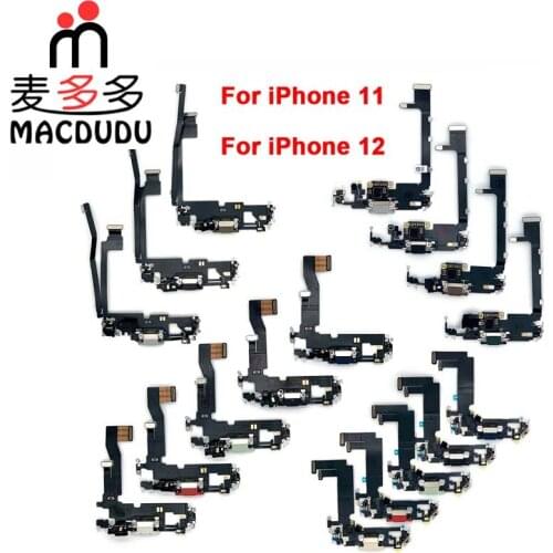 Charging Flex Cable For iPhone 11 12 Pro Mini Max USB Charger Port Dock Connector Ribbon With Mic IC Parts