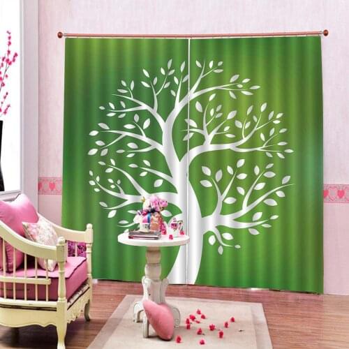 Green curtains tree 3D Blackout Curtains For Living room Bedding room Drapes Cotinas para sala