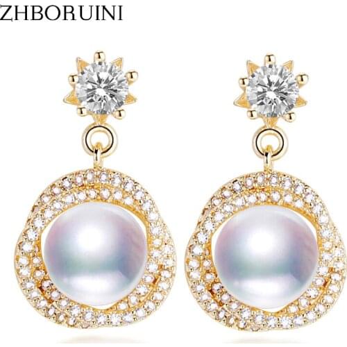 Женские золотые серьги ZHBORUINI China At AliExpress