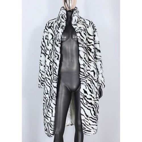 BLUENESSFAIR 2021 Fashion X-Long Natural Real Rex Rabbit Fur Coat Winter Jacket Women Outerwear Streetwear Thick Warm Loose New