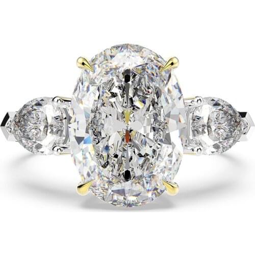 Luxury 100% 925 Sterling Silver Cut 10*14mm Oval Wedding Ring For Women Pass Diamond Test Shiny Party Jewelry Fine Jewelry Gift