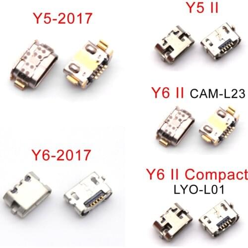 100pcs Micro USB Jack Charging Socket Port Connector For Huawei Y6 II Compact LYO-L01 Y5 II CUN-L01 Y5-2017 Y6 y5 2017 MYA-L22