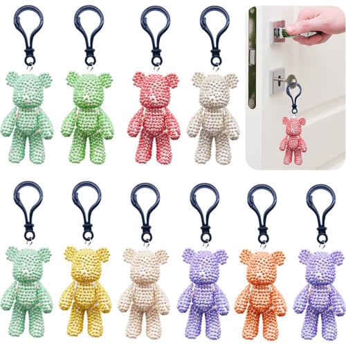 2pcs Diamond Painting DIY Mosaic 5D Cute Diamond Bear Keychain Small Pendant Car Key Ring Student Bag 5D Mosaic Bear Pendants