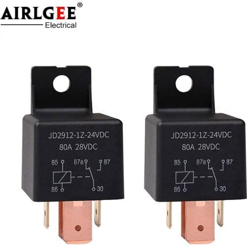 2 Pcs JD2912-1Z 24V DC 80A 5 Pin SPDT Power Electromagnetic Relay Truck Boat Vehicle Automotive Car Relay Switch