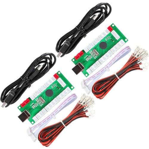 2x Zero Delay USB Encoder To PC Games For Arcade Sanwa Joystick Kits Parts Used 5 Pin Sticker and 2.8mm Push Buttons Cables
