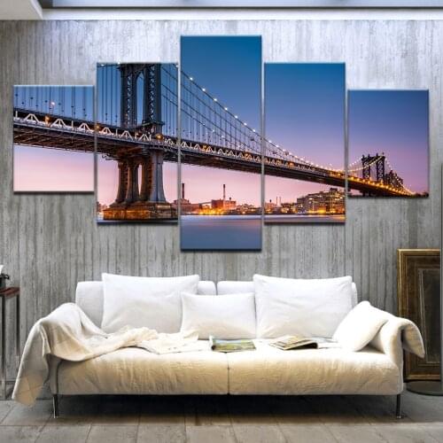 5 Panel HD Print A beautiful city in modern city wall posters Print On Canvas Art Painting For home living room decoration