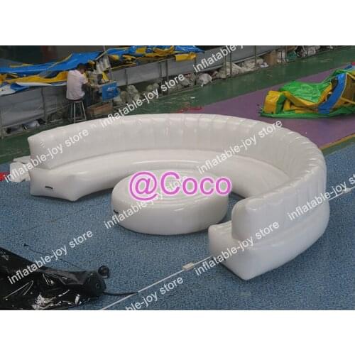 Free air ship to door,17ft round inflatable sofa with table,PVC airtight commercial inflatable furniture meeting/hotel used