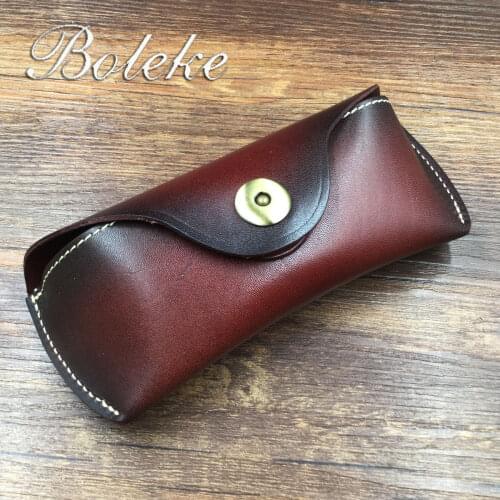 Sunglasses Case Hand-made Cortex Eyeglasses Box Retro-high-grade Eyeglasses Leather Cover Cowhide Eyewear Cases & Bags