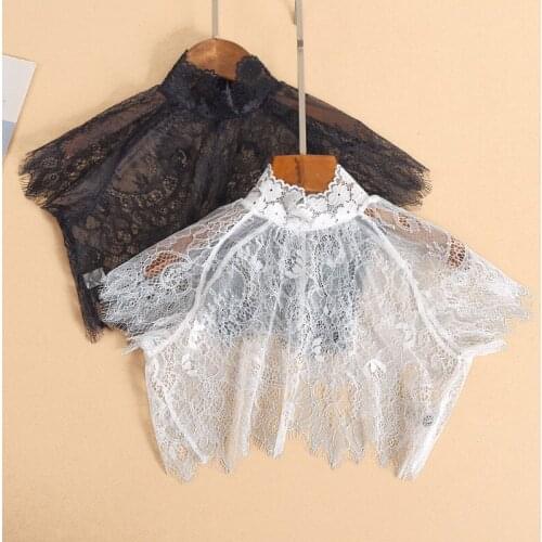 Black White Lace Hollow Fake Collars for Women Detachable Collars Stand Sweater Blouse Tops Decorative Neck Tie Decorative