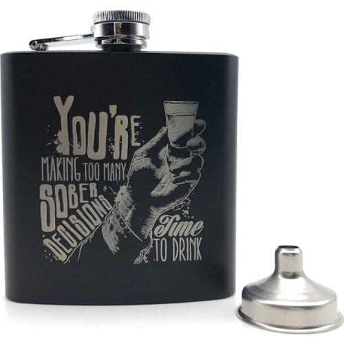 Alalinong Ins Style Drink Black Hip Flask 6 Oz Stainless Steel Personalized Russian Hip Flask Alcohol Whiekey Rum Vodka Wine Pot