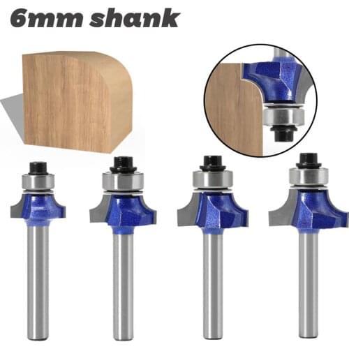 1PC 6MM Shank Milling Cutter Wood Carving Corner Round Professional Level Over Router Bit With Bearing For Woodworking Carbide