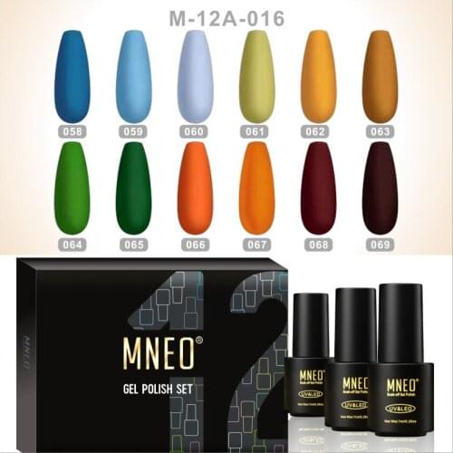 Gel Nail Art Polish in Matte Top Coat Finish Pumpkin Blue Yellow Shades Semi Permanent Varnish Hybrid Manicure Nail Lacquer 12pc