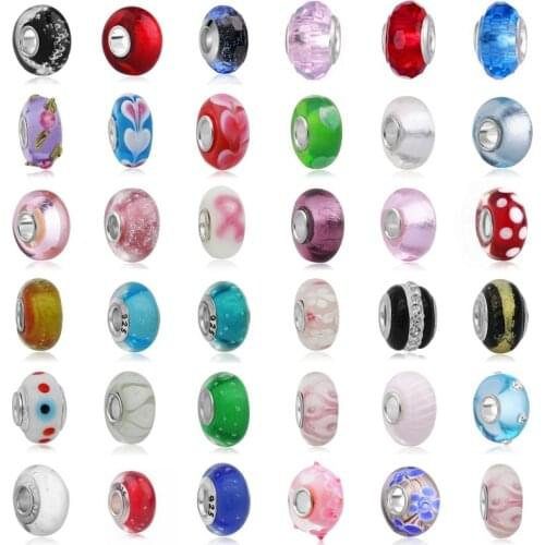 BUBBLE Faceted Lampwork Glass Beads Crystal Big Hole Charms fit European Charm Style Bracelets and Necklaces