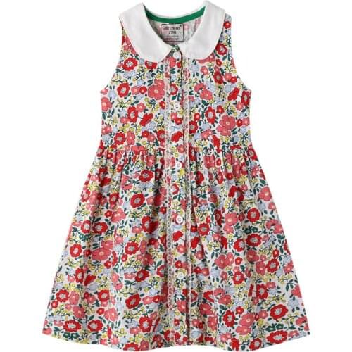 Summer Collar Floral Girls' Dresses Sleeveless Cotton Short-sleeved Floral Boys Girls Flower Dress