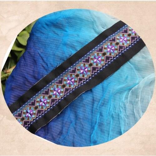 Miao stitch embroidery fabric lace trim 8cm dress collar ribbon tape webbing ethnic tribal nepal thai india boho DIY gypsy hmong