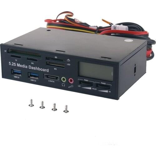Multifunctional Media Panel 5.25 inch Computer Front Dashboard with SATA/eSATA, USB 2.0/USB 3.0, Microphone/Headphone Audio Po