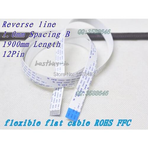 1.0mm Spacing +1900mm Length +12Pin B / Reverse line Soft wire FFC Flexible Flat Cable. 12P*1.0B*1900mm