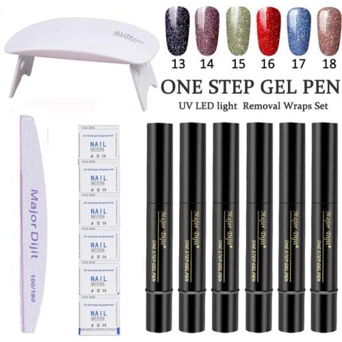 New 3 In 1 One Step Nail Gel Polish set Nail Pen Long-lasting LED UV Lamp Lacquer Varnish no Base Top Coat Nail Gel