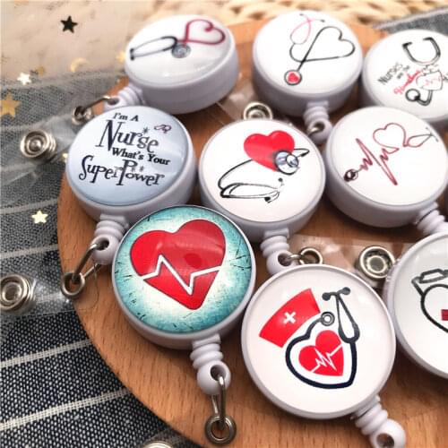 New Design 1 Piece Love Heart Top Quality Fashion Retractable Nurse Badge Holder Clip Medical Students Name ID Card Holder