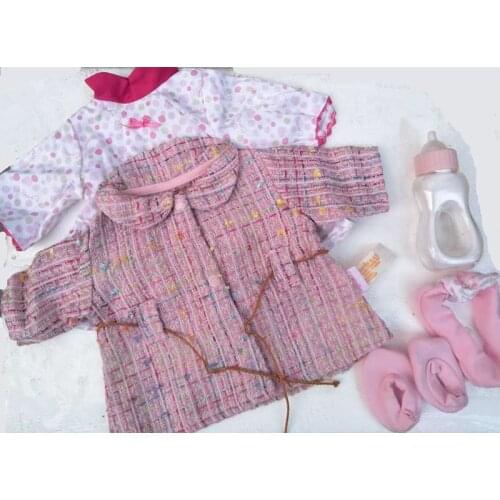 5pcs/set clothes for 43cm reborn baby doll accessories shoes bottle 17" -18" pink stylish doll coat slim body doll clothes
