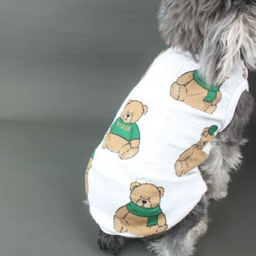 Bear Print Summer Cotton Cool Chihuahua Vest Dog Pet Clothes for Small Dogs Pets Clothing Poodle Tshirt Pug Apparel S-2XL
